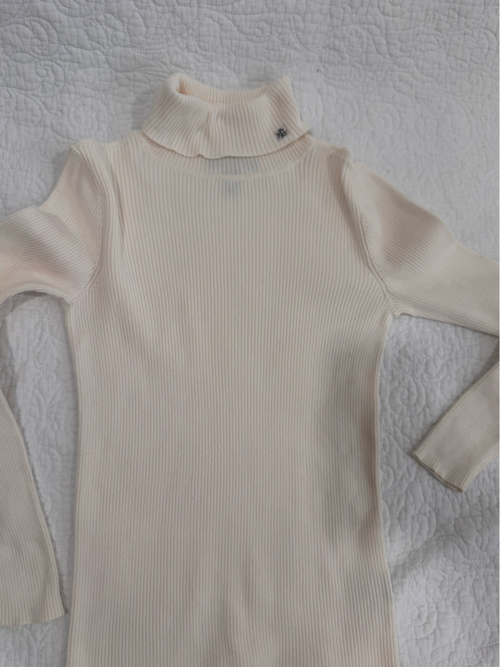 Ralph Lauren Cream Ribbed Turtleneck Sweater